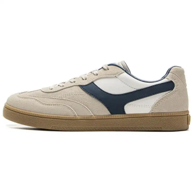 Li Ning Yunchuan Abrasion Resistant, Lightweight, Balanced Low top German Army Trainers Men's Beige Blue White