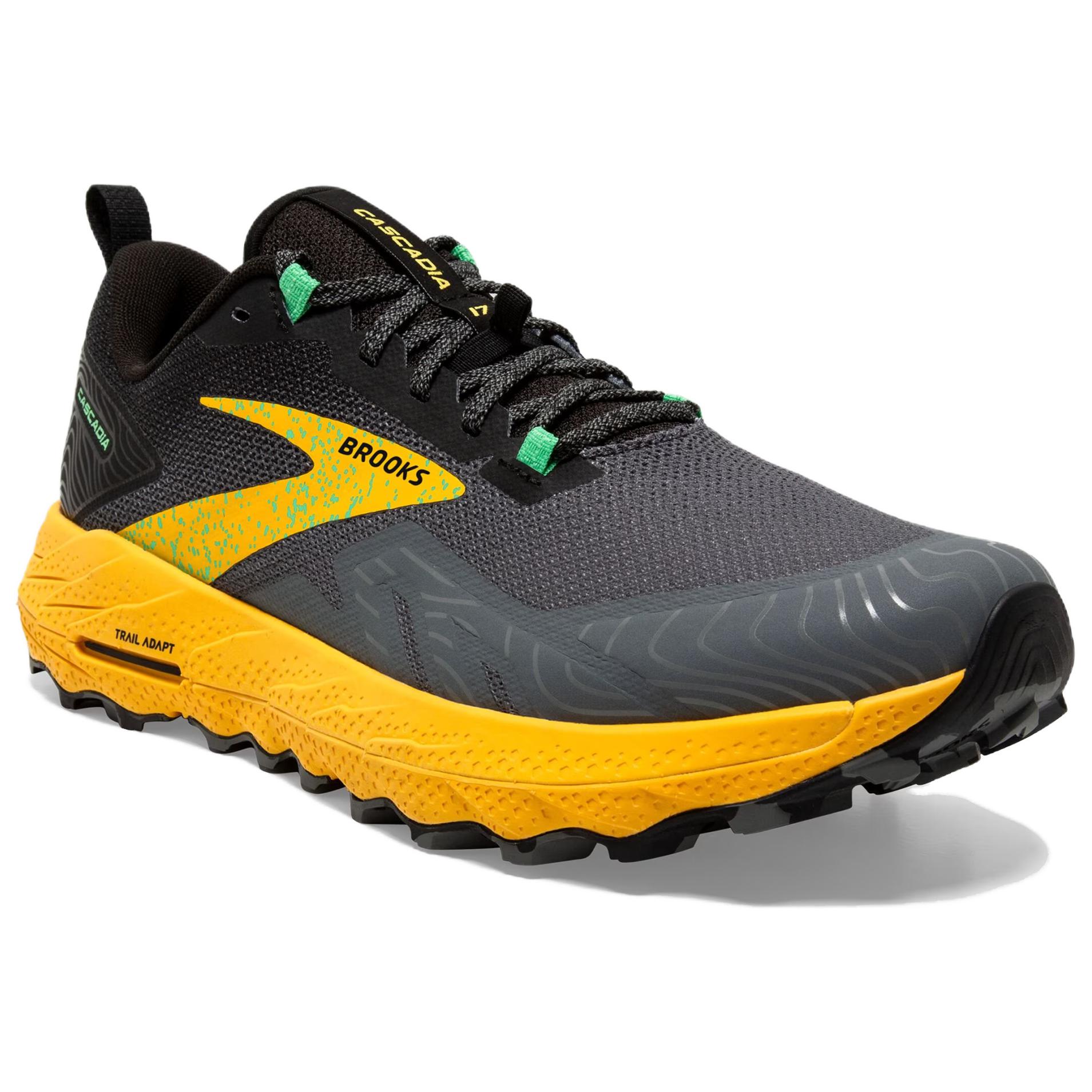 Brooks CASCADIA 17 Comfortable Slip Resistant Abrasion Resistant Low top Trail Running Shoes Men’s Yellow Gray