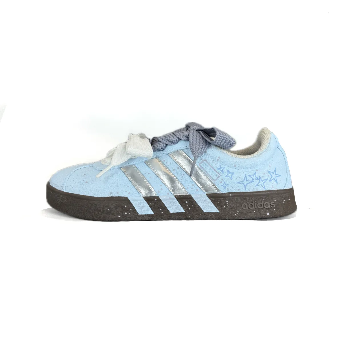 Adidas VL COURT 2.0 Cushioning, Wear Resistant Low top Skateboard Shoes Unisex Blue Silver