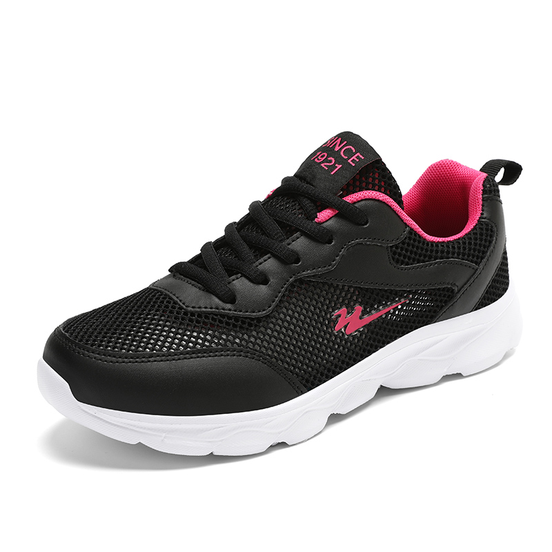 Binary Cushioning Rebound Lightweight Breathable Slip Resistant Low top Running Shoes Women’s Black Rose Red