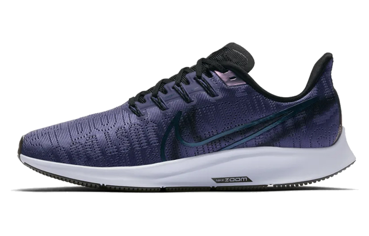 Nike Pegasus 36 Premium Rise Fashionable and Versatile Fabric Anti-Slip Low-top Marathon Running Shoes Women's Black Purple