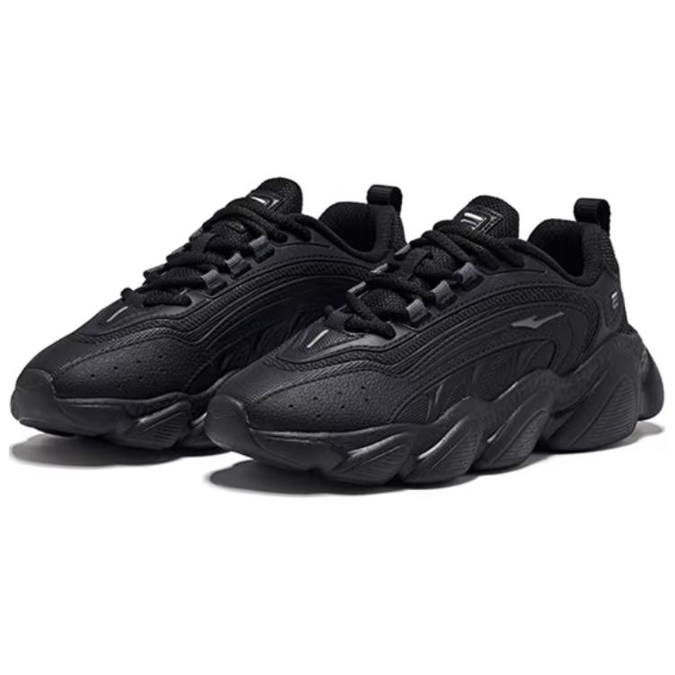 Erke Synthetic Leather, Textile Slip Resistant Abrasion Resistant Low top Casual Running Shoes Women’s Black