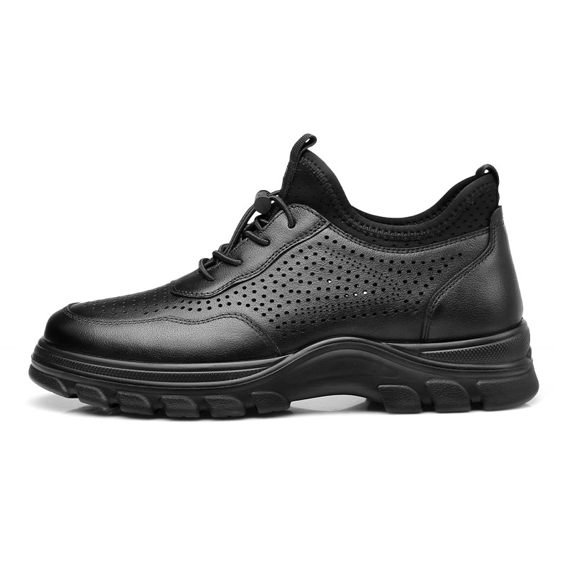 Qiangren 3515 Summer Women's Shoes Genuine Leather Breathable Sports Leather Shoes Hollow Casual Shoes Commuting Work Shoes Not Tired of Standing for a Long Time