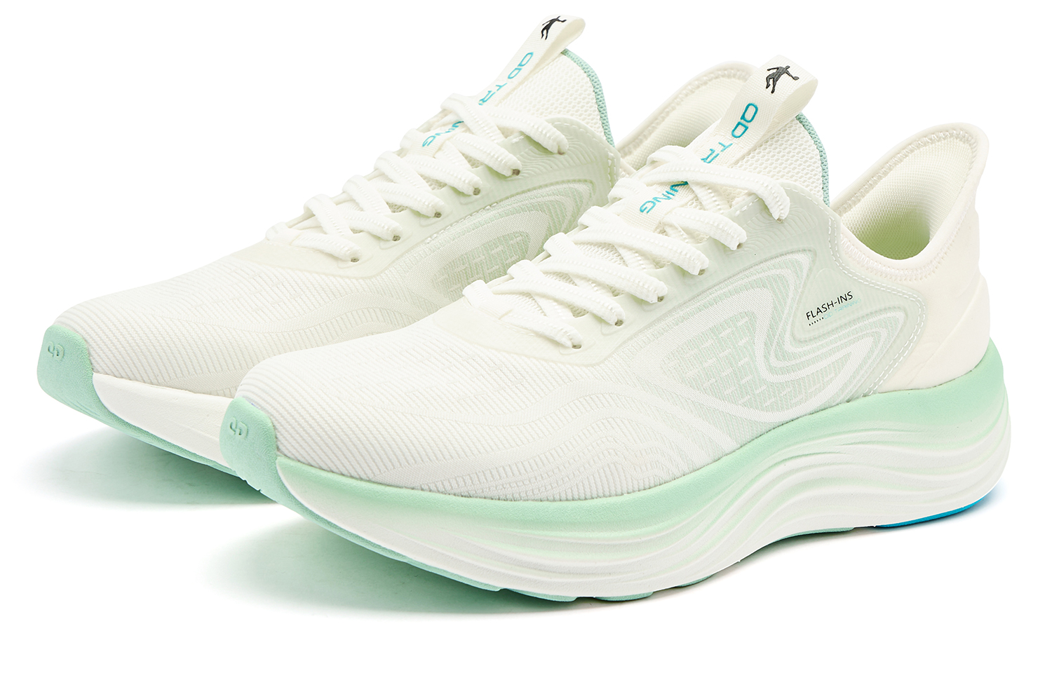 QIAODAN Cushioning Slip Resistant Abrasion Resistant Low top Running Shoes Men’s Cloud Mist Green