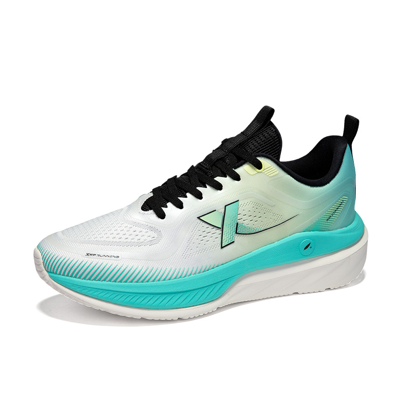 XTEP Cushioning Slip Resistant Lightweight Low top Casual Running Shoes Men’s White Cyan Yellow