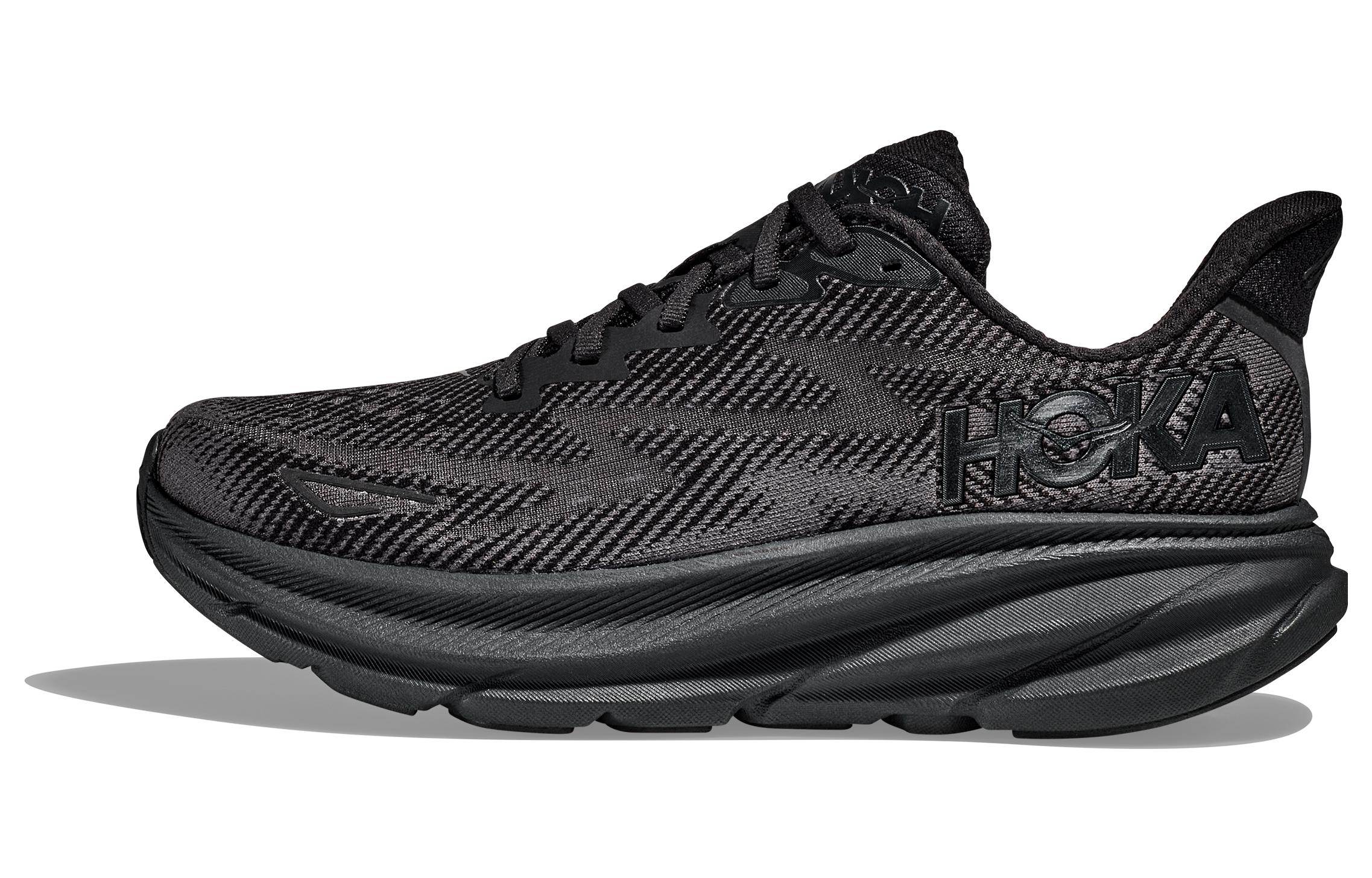 Женские кроссовки HOKA ONE ONE Clifton 9 Wide (черные)