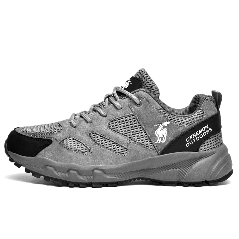 LINGHANGLUOTUO Outdoor Shoes Men’s Low Top Beige/Gray