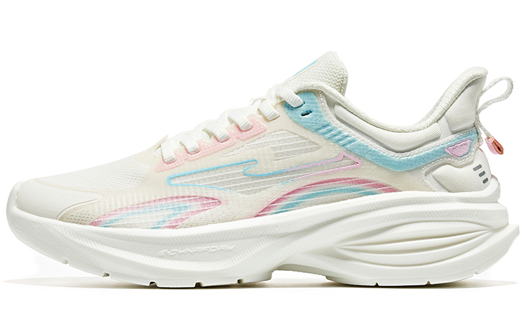Erke Textile, Synthetic Leather Slip Resistant Abrasion Resistant Low top Running Shoes Women’s White Blue