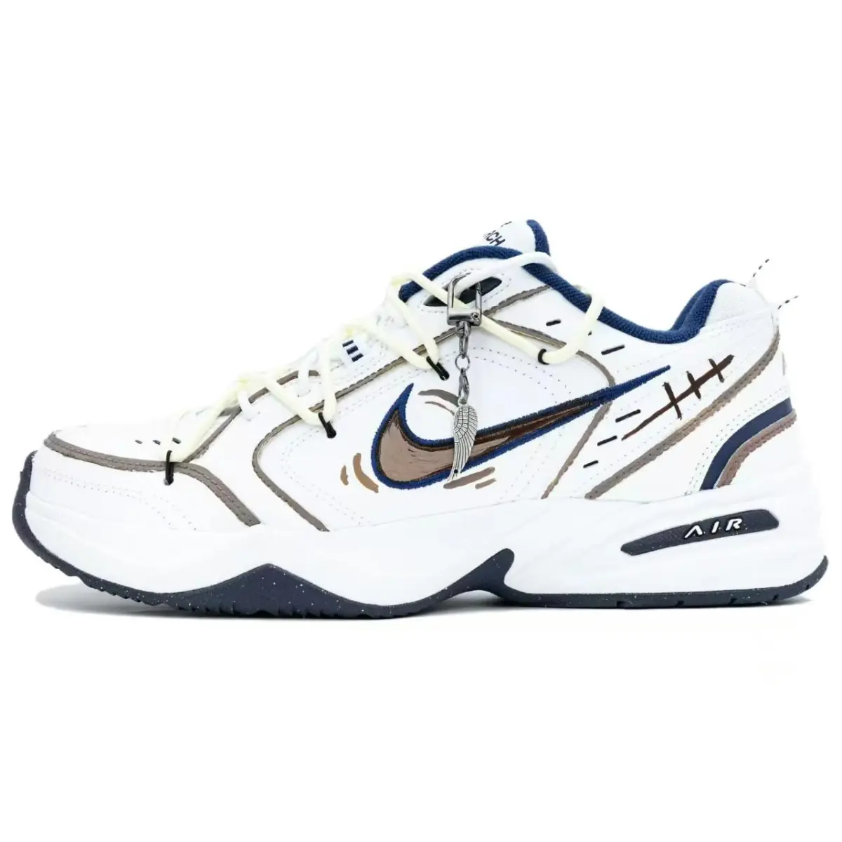 Nike Air Monarch 4 Feathered Wings Cow Split Leather Slip Resistant Lightweight Height Increasing Cushioning Breathable
