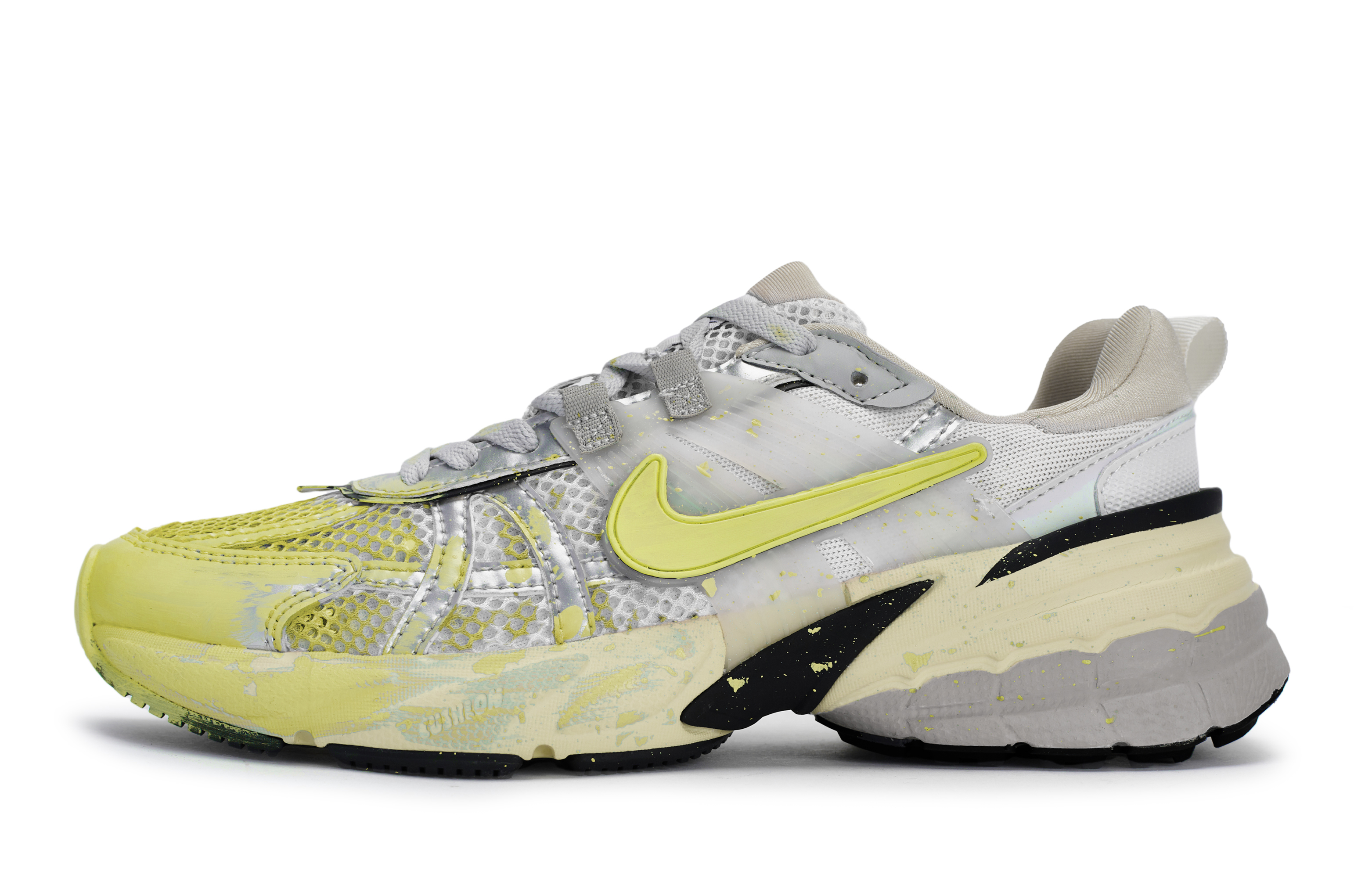 Nike V2K Run Slip Resistant Abrasion Resistant Low top Running Shoes Women’s Silver Yellow