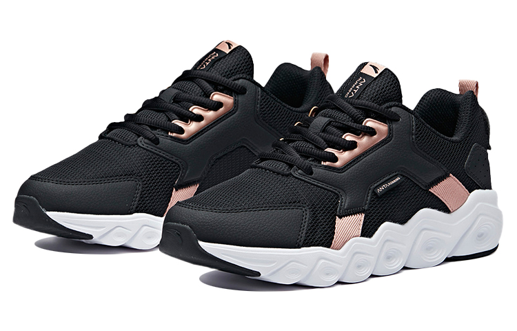 ANTA Running Shoes Women's Low Top Black/Anta White/Rose Gold