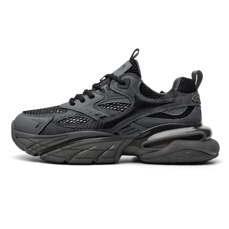 JEEP SPIRIT Black Warrior Spring and Summer Breathable Mesh High-Look Commuting Black Men's Shoes Thick Sole Trendy Retro Versatile Outdoor Sports and Leisure Full Palm Air Cushion Running Non-slip Wear-Resistant Lightweight Low-top Dad Shoes Men's Volcanic Ash