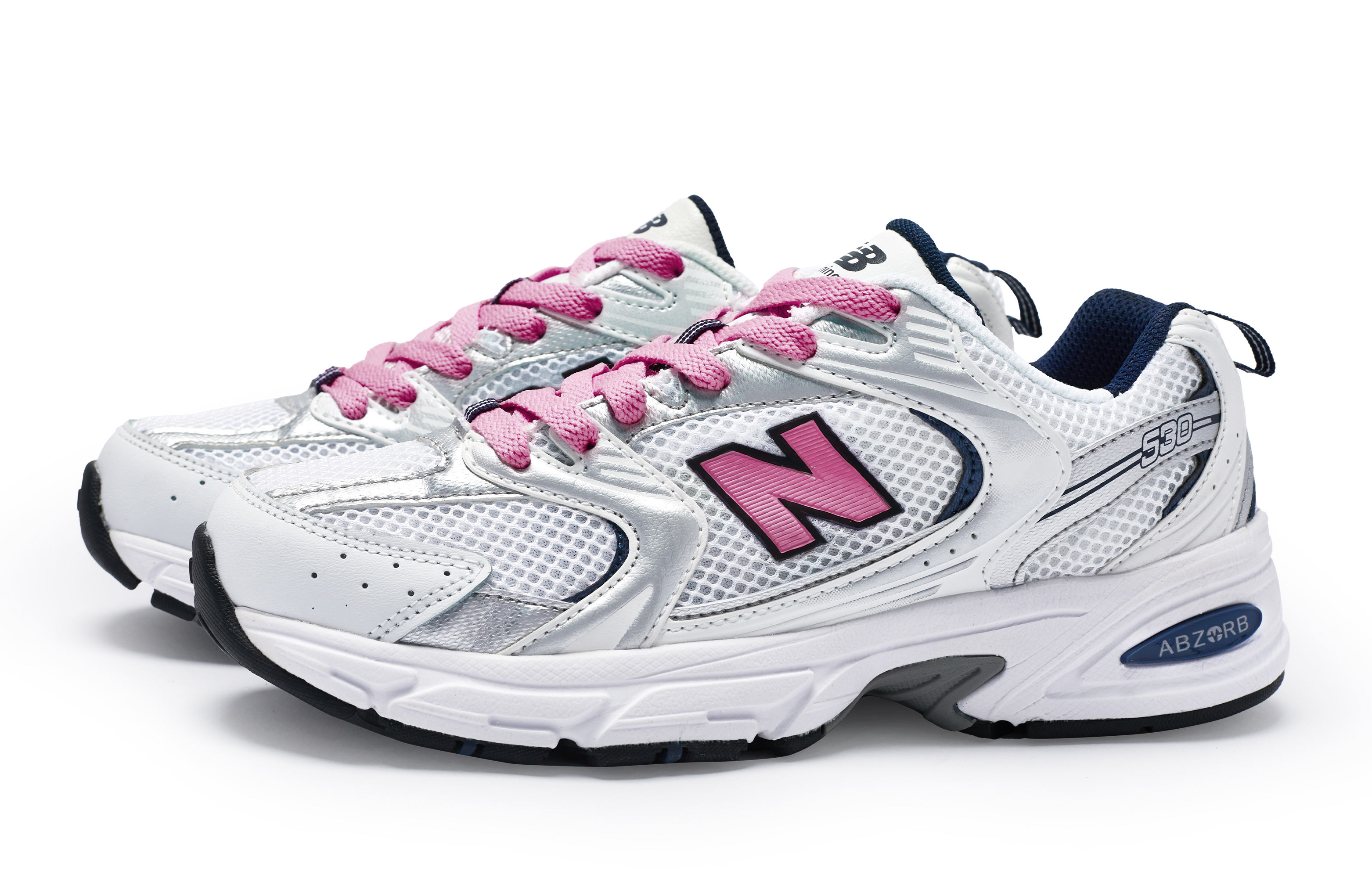New Balance NB 530 Cushioning Slip Resistant Breathable Low top Running Shoes Unisex White Silver Rose Red