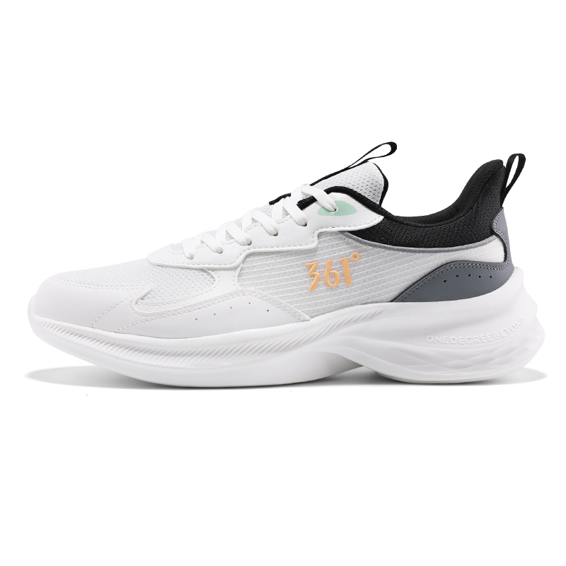 361° Slip Resistant, Abrasion Resistant, Lightweight Low top Casual Sprint Running Shoes Men’s White Gray