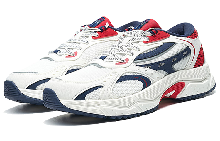 XTEP Cushioning Slip Resistant Abrasion Resistant Low top Running Shoes Men’s White Blue Red