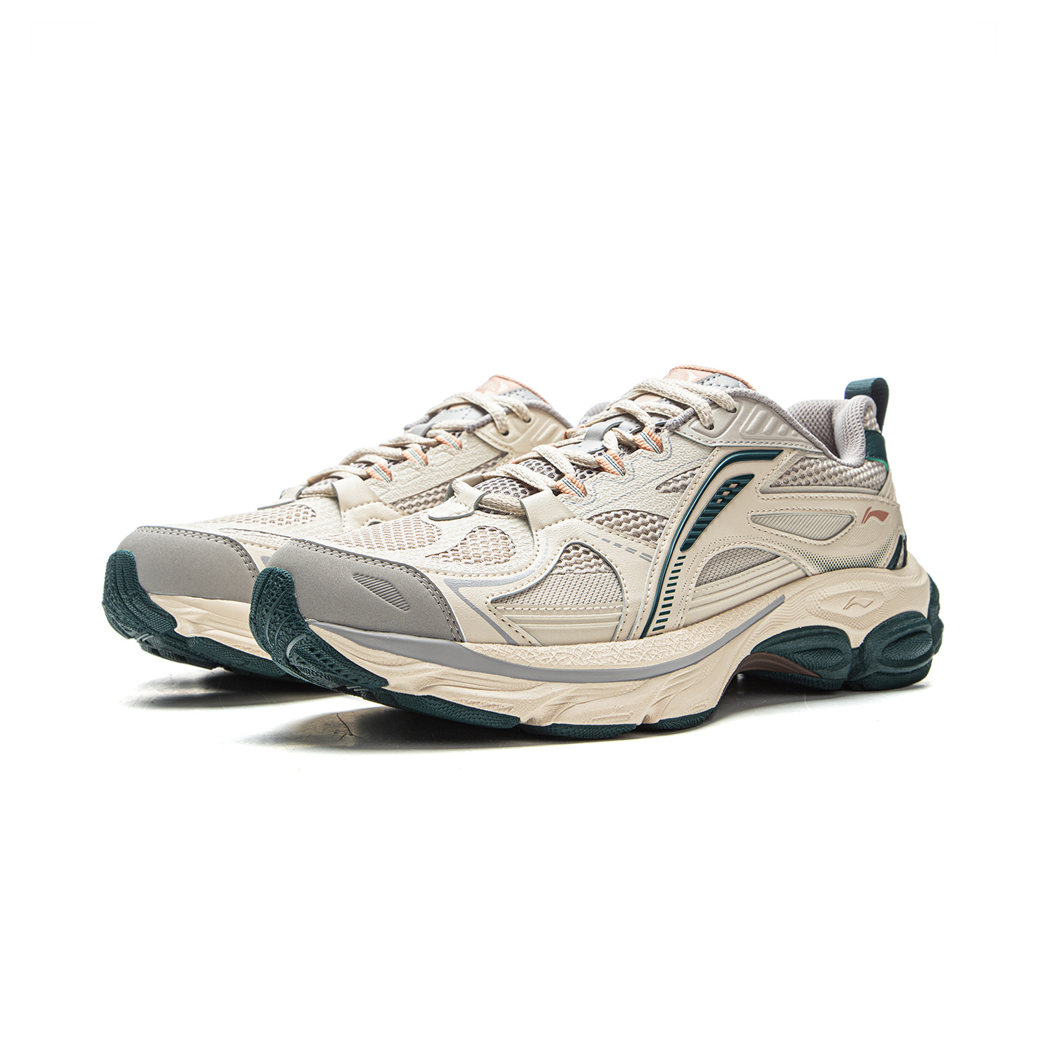 Li Ning Fuyao Boom Cushioning Slip Resistant Abrasion Resistant Rebound Low top Running Shoes Men’s Beige Gray
