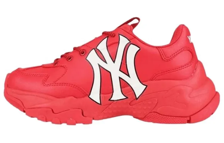 MLB Big Ball Chunky Cushioning Slip Resistant Height Increasing Low top Chunky Sneakers Unisex Red