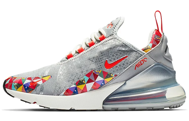 Nike Air Max 270 Fabric Cushioning Low top Air Cushion Running Shoes Women's Silver