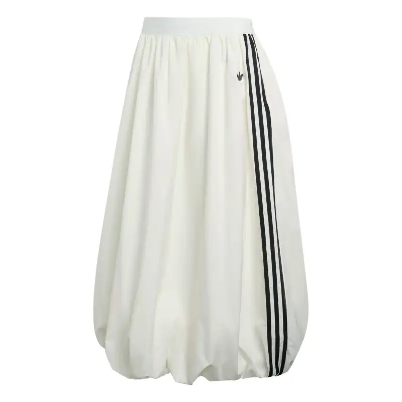 Adidas originals FW25 balloon three stripes loose elastic casual long skirt women's style