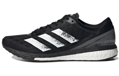 Adidas Adizero Boston 9 Comfortable Slip Resistant Abrasion Resistant Low top Running Shoes Men's Black White