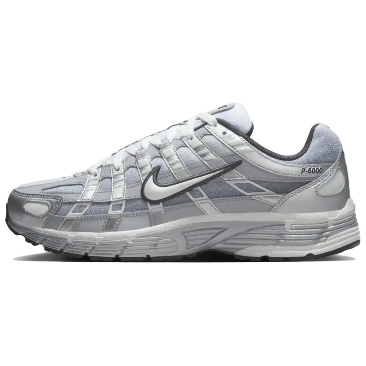 Nike P 6000 Textile, Leather Low top Casual Running Shoes Men's Silver Gray