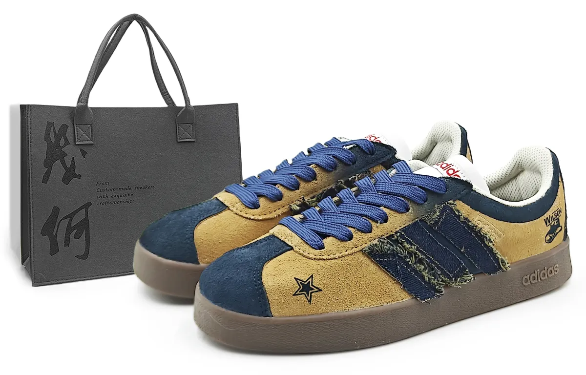 Adidas VL COURT 2.0 Cushioning, Wear Resistant Low top Skateboard Shoes Blue Brown