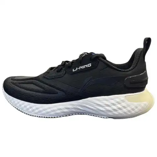 Li Ning Comfortable And Trendy Slip Resistant Abrasion Resistant Low top Casual Running Shoes Men's Black White