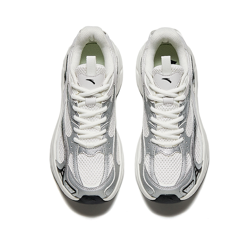 Anta AT2002 Retro Sports Textile, TPU, Synthetic Leather Low top Running Shoes Women’s White Silver