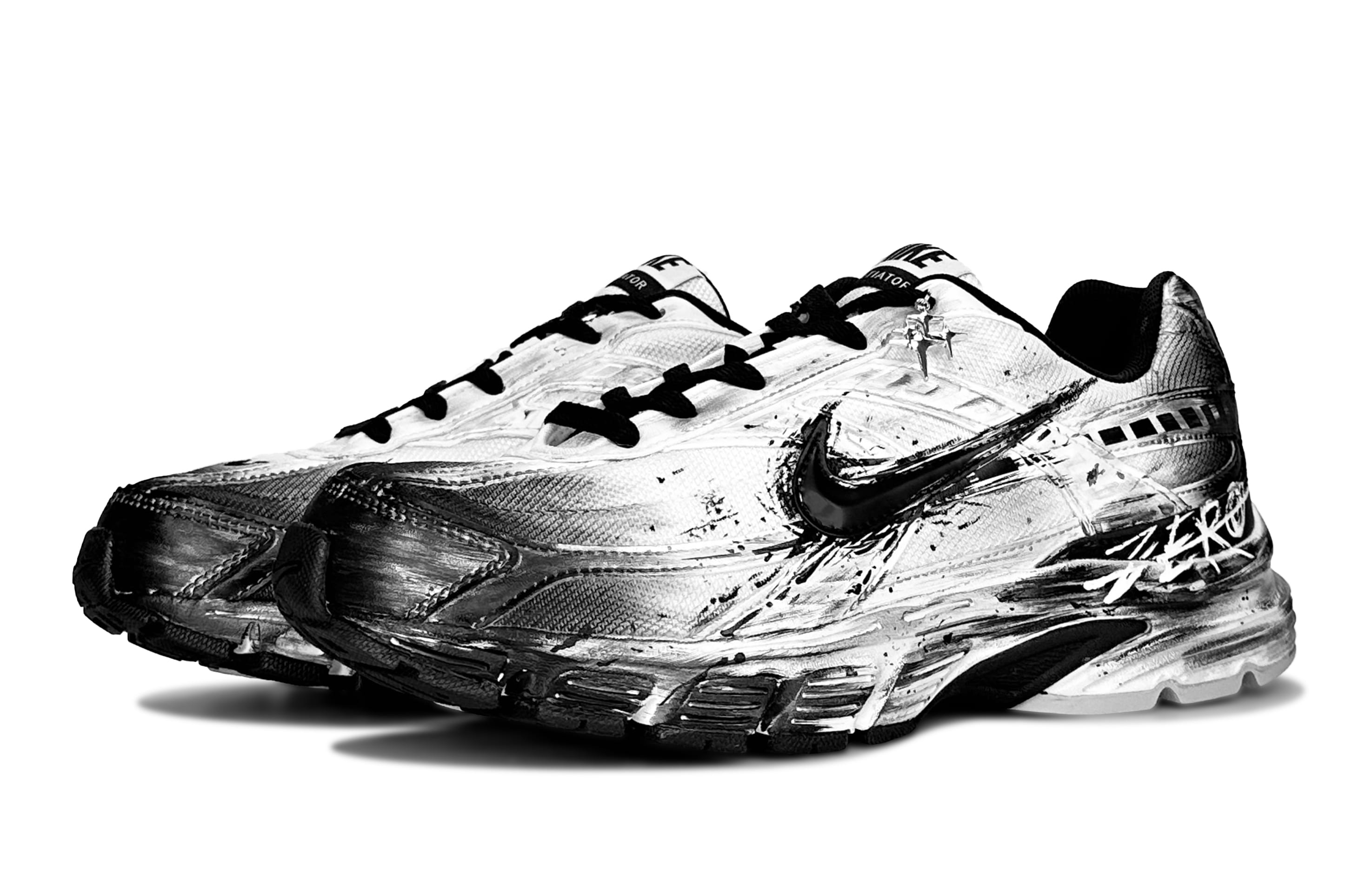 Nike Initiator Cushioning Abrasion Resistant Breathable Low top Casual City Commuting Running Shoes Men’s Black White