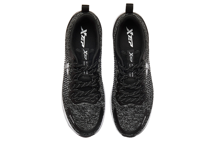 XTEP Comfortable Textile, Synthetic Leather Cushioning Slip Resistant Low top Running Shoes Men’s Black