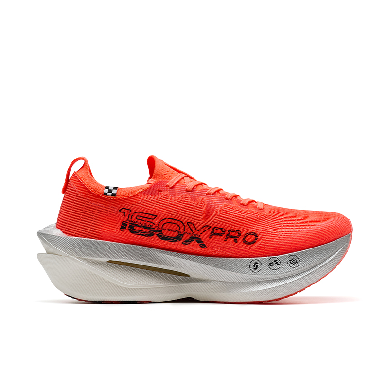 XTEP Abrasion Resistant Support Low top Carbon Plate Marathon Training Race Running Shoes Women’s Super Orange Black