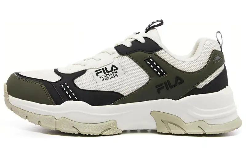 FILA Abrasion Resistant Breathable Low top Running Shoes Men's White Green