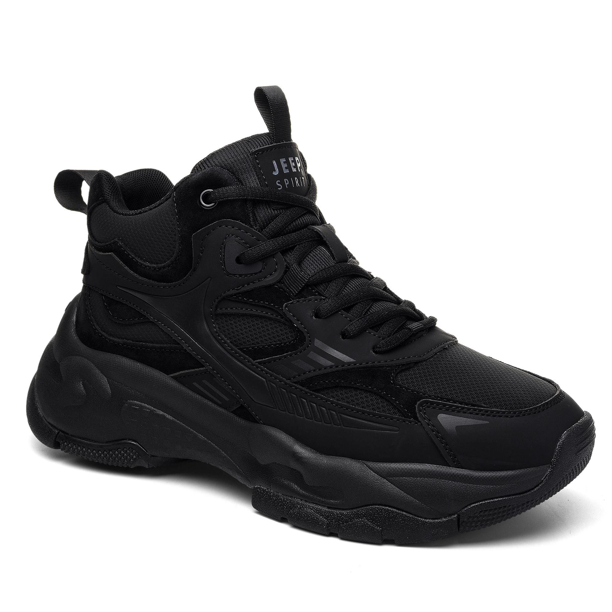 JEEP SPIRIT Black Myth Cushioning Abrasion Resistant Waterproof And Breathable Thermal Height Increasing High top