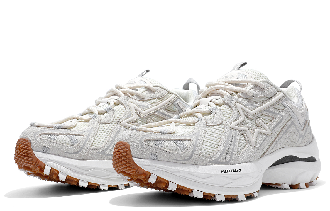 RIPSTAR Performance Cushioning Support Balance Impact Resistant Low top Running Shoes Unisex Bone White