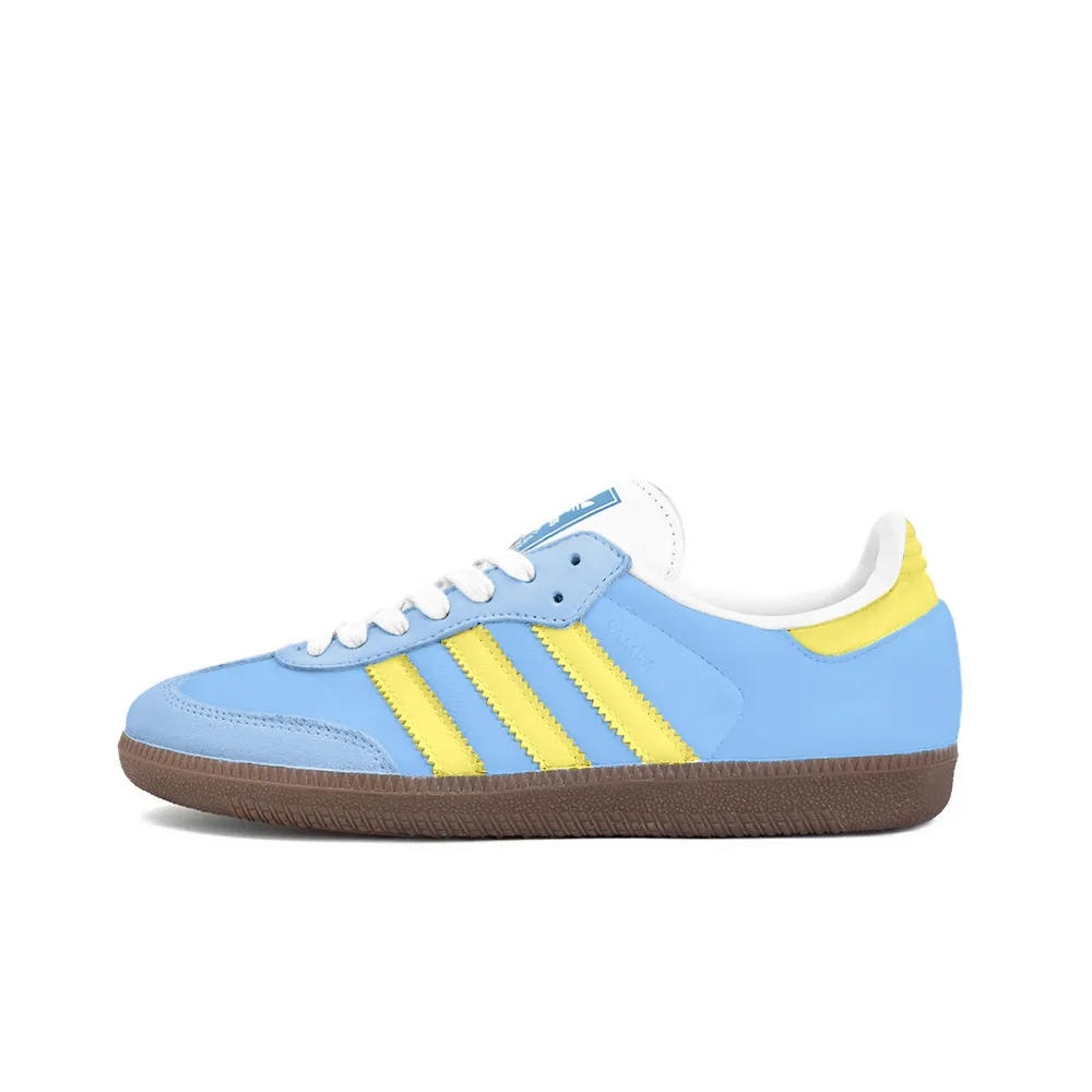 Adidas Originals SAMBA OG Textile, Synthetic Leather Low top Skateboard Shoes Unisex Blue Yellow