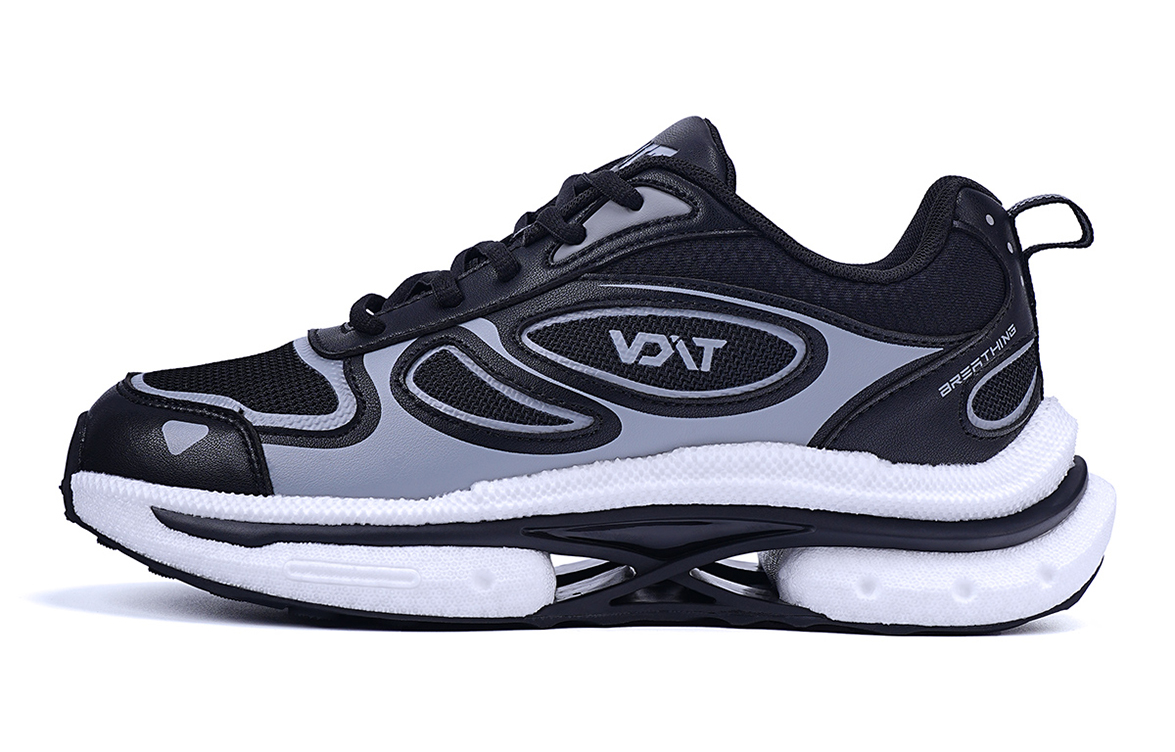 VOIT Cushioning Slip Resistant Breathable Low top Casual Sprint Running Shoes Unisex Black Gray