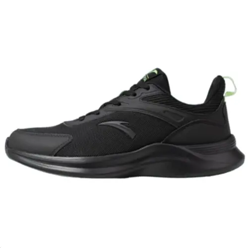 Anta Textile, Artificial Leather Slip Resistant Abrasion Resistant Low top Running Shoes Men's Black Neon Green