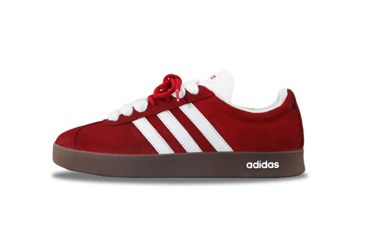 Adidas VL COURT 2.0 Abrasion Resistant Abrasion Resistant Low top Skateboard Shoes Unisex Red White