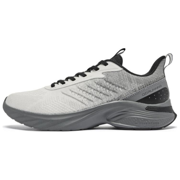 QIAODAN Synthetic Leather Abrasion Resistant, Lightweight, And Breathable Low top Casual Running Shoes Men’s White Gray