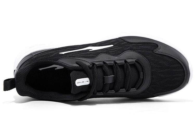 Erke Cushioning Slip Resistant Breathable Low top Casual Running Shoes Men’s Black White
