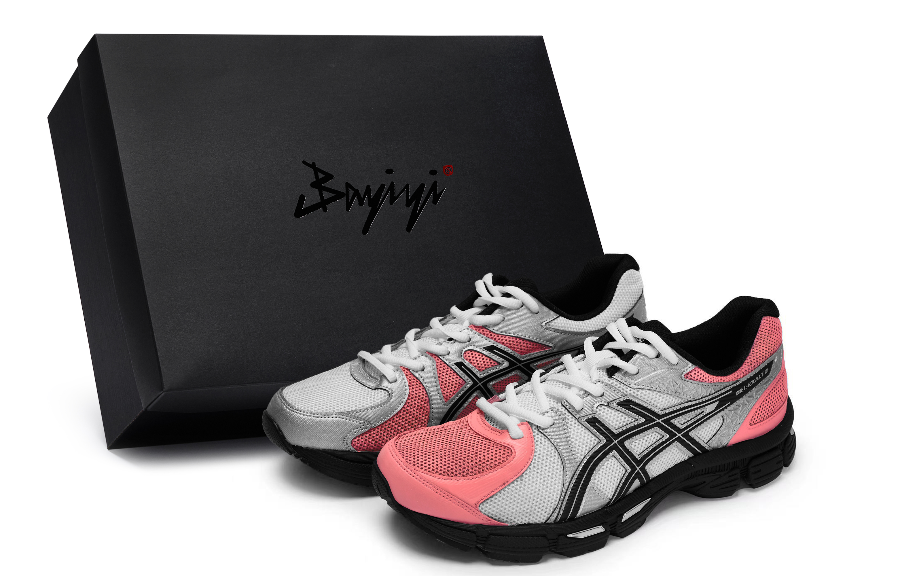 ASICS Gel Exalt 2 Cushioning, Wear Resistant Low top Running Shoes Men's Black Silver Pink