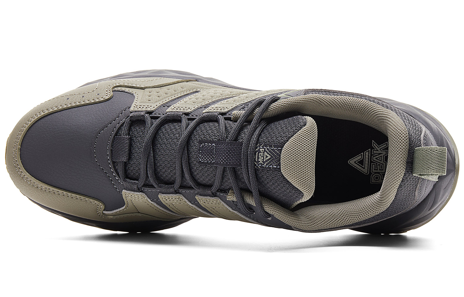 PEAK Textile, Synthetic Leather Low top Casual Running Shoes Men’s Gray Cyan