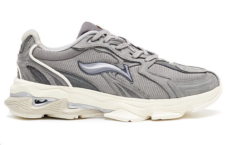 LI NING 1990 Suede Cushioning Slip Resistant Abrasion Resistant Low top Running Shoes Men’s Haze Gray