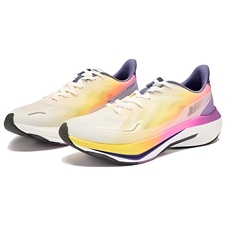 QIAODAN Flying Shadow 5.0 Fabric Cushioning Slip Resistant Support Low top Casual Running Shoes Men’s Yellow Purple