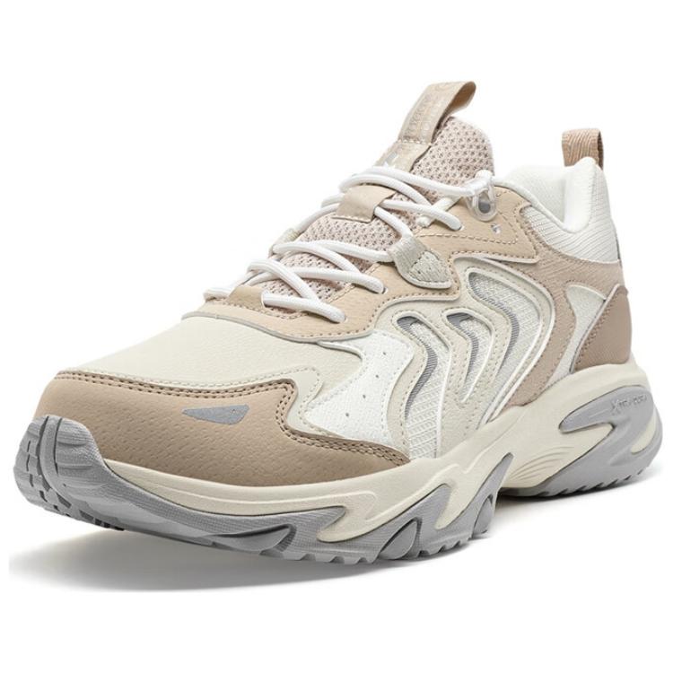 XTEP Slip Resistant, Abrasion Resistant, Lightweight Low top Outdoor Shoes Men’s Beige Brown