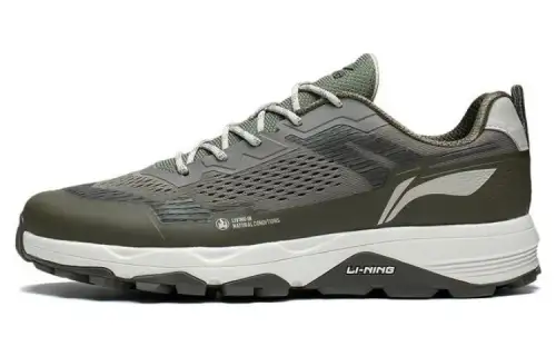 Li Ning Abrasion Resistant Breathable Low top Running Shoes Men's Green