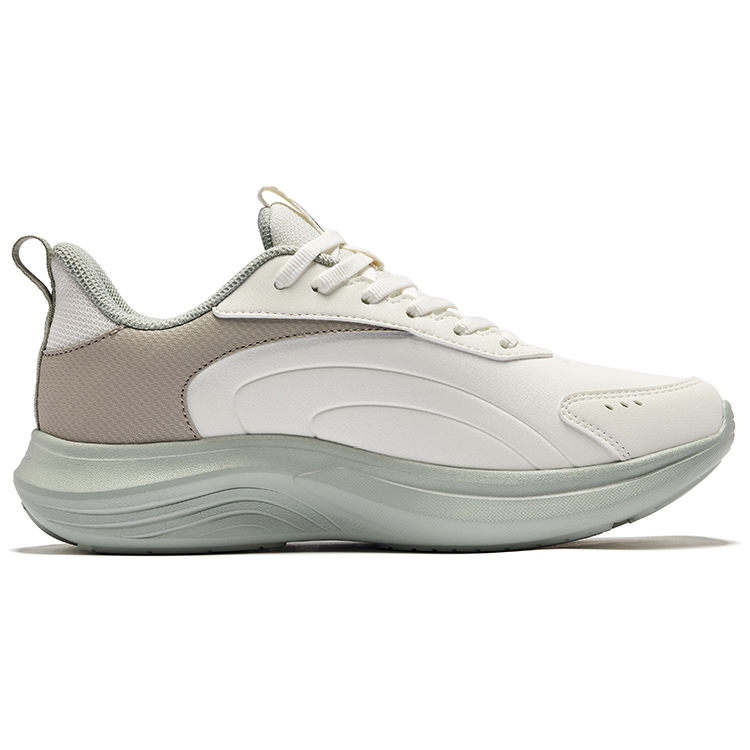 Erke Cushioning Breathable Low top Sprint Running Shoes Women’s Ivory White Warm Mist Gray