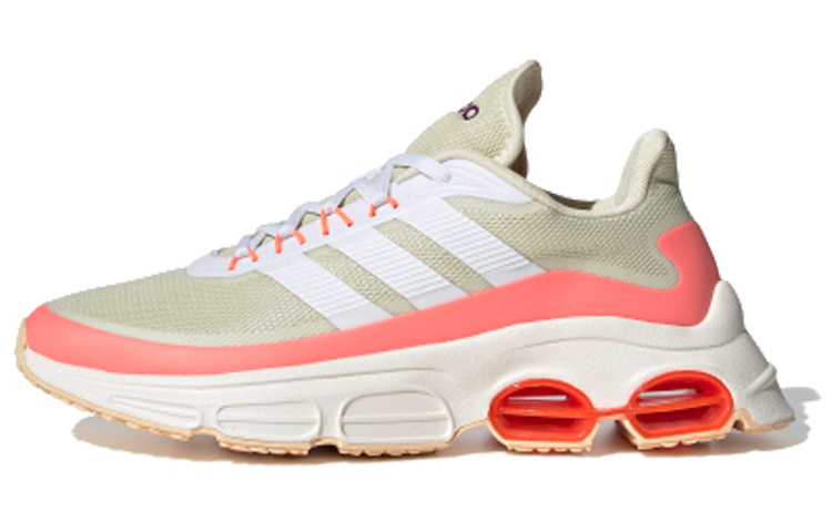 Adidas Quadcube Sports Fashion Mesh TPU Shock Absorbing Anti-Slip Wear-Resistant Breathable Low-top Casual Running Shoes Women's Brown Pink Color Matching