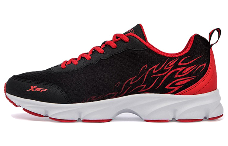 XTEP Cushioning Slip Resistant Abrasion Resistant Breathable Lightweight Rebound Low top Running Shoes Men’s Black Red