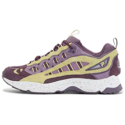 Ln Cc Boveasorus x FILA Split Suede Low top Running Shoes Unisex Purple Yellow Korean Style